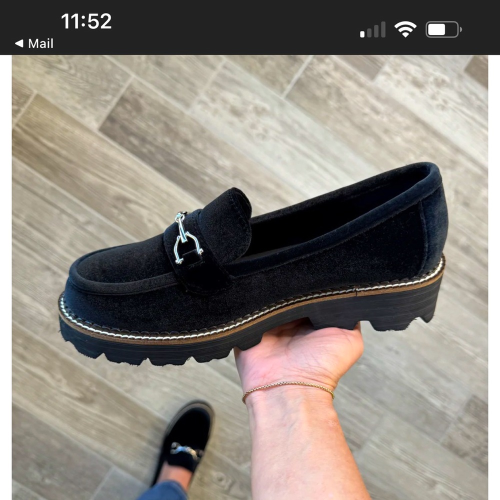 Woman’s Black Loafers with Silver Accent